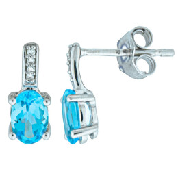 Zlaté náušnice s diamanty a akvamarínem Altman Diamond FE862702AQ