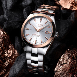 Gentleman Powermatic 80 Silicium Solid 18K Gold bezel T9274074103100
