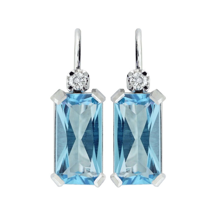 Zlaté náušnice s diamanty a topazem Altman Diamond 21ZP2000319B