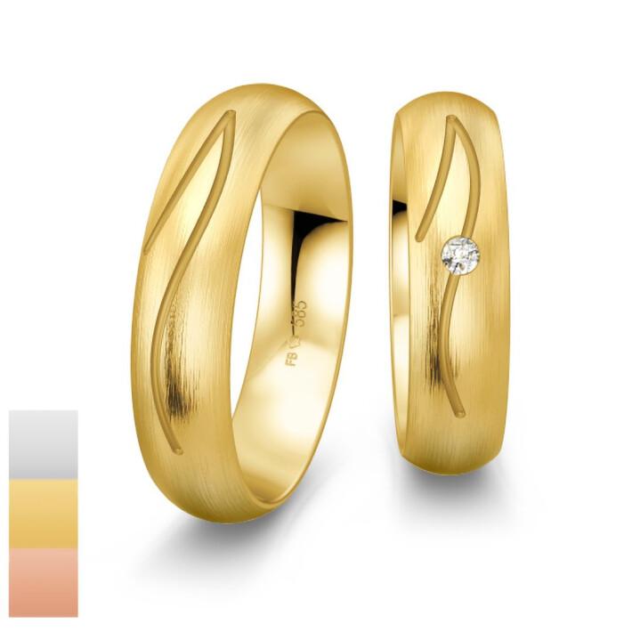 Snubní prsteny Inspirations ze žlutého zlata s diamantem nebo zirkonem 4804118-4804117