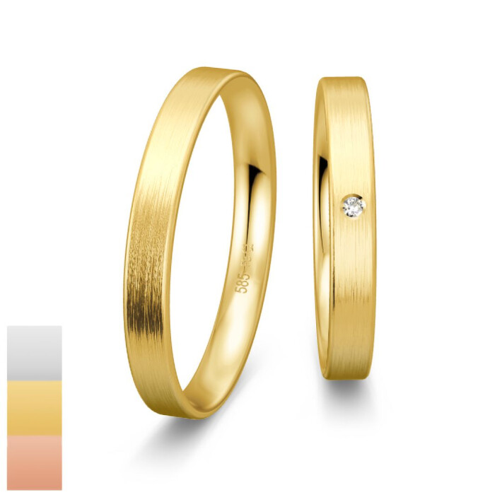 Snubní prsteny Profilringe Light ze žlutého zlata s diamantem nebo zirkonem 4814401-4804401