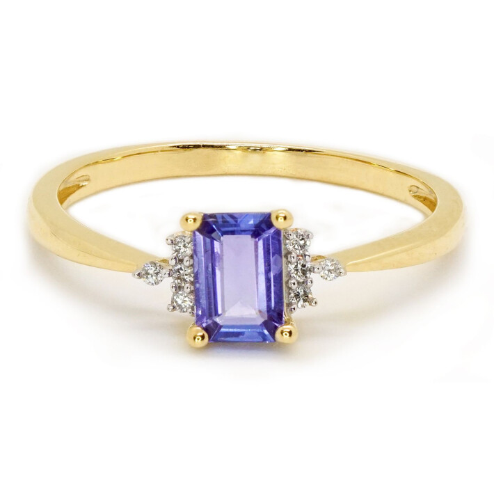 Zlatý prsten s tanzanitem a diamanty 54138