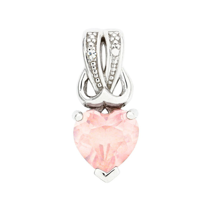 Zlatý přívěsek s diamantem a růženínem ve tvaru srdce KP058737714