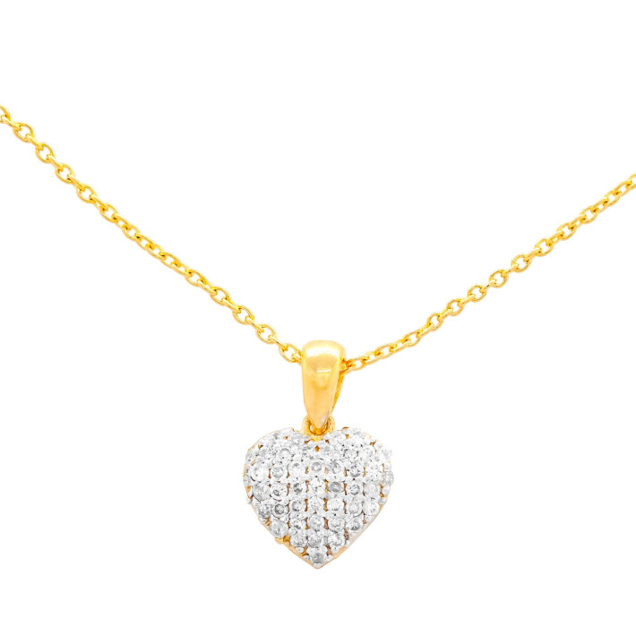 Náhrdelník ze žlutého zlata ve tvaru srdce s diamanty NC02836