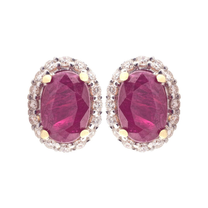 Zlaté náušnice s rubínem a brilianty Altman Diamond VE121118RB
