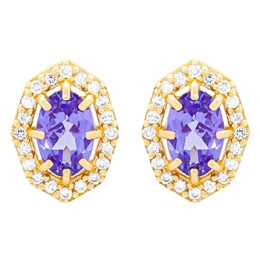Náušnice ze žlutého zlata s tanzanitem a diamanty 13ZP2501227