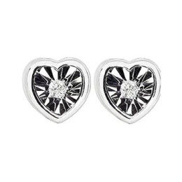 Zlaté náušnice ve tvaru srdce s diamanty 54199