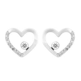 Zlaté náušnice s diamanty ve tvaru srdce fe6520