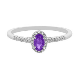 Zlatý prsten s ametystem a diamanty FR725008AM