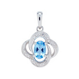 Zlatý přívěsek s topazem Swiss Blue a diamanty KP058806216