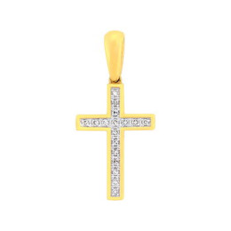 Zlatý přívěsek ve tvaru kříže s diamanty ZP102869